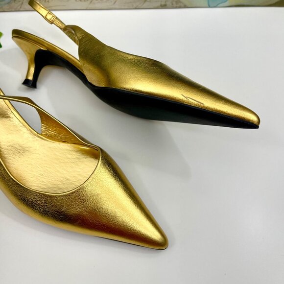 Jeffrey Campbell Persona Pointed Toe Slingback Pump In Gold 6 - Picture 10 of 16